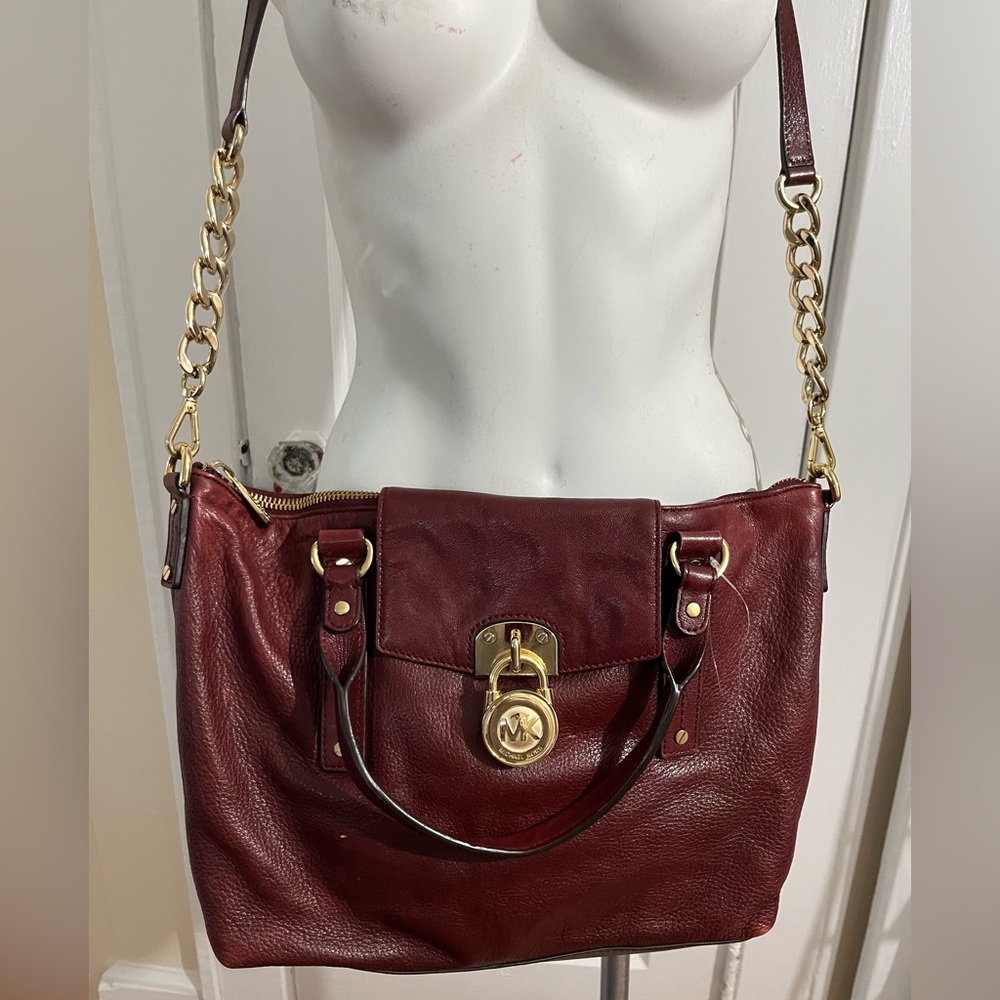 Leather michael kors bag. Burgundy
